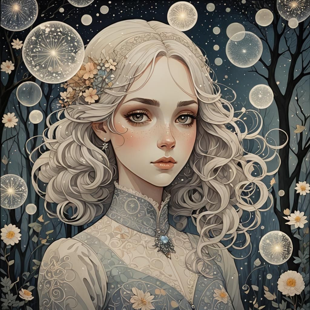 Emotional Portrait of a Beautiful Woman in Anime Style