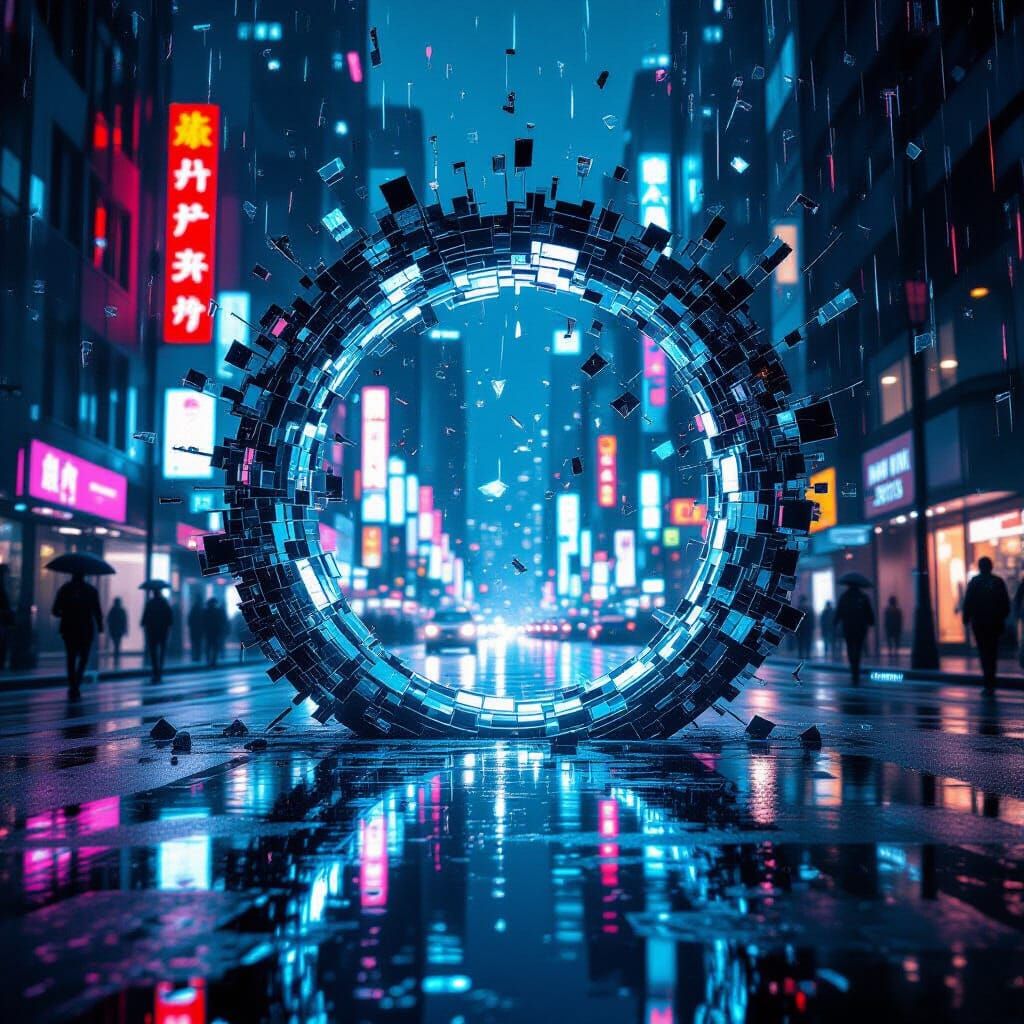 Cyberpunk Portal of Shattered Memories