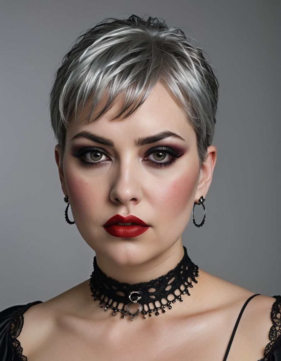 Gothic Portrait with Bold Makeup in Studio Lighting