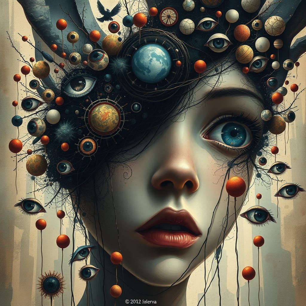 Surreal Anime Faces Dissolving into Abstract Chaos