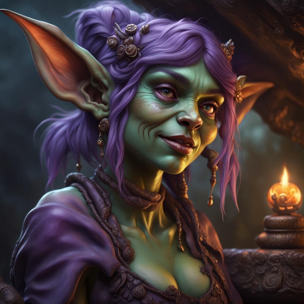 Pretty Goblin Girl in Dark Fantasy Style