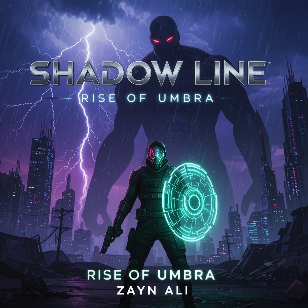 Cinematic Sci-Fi Book Cover: Hero vs Shadow Giant