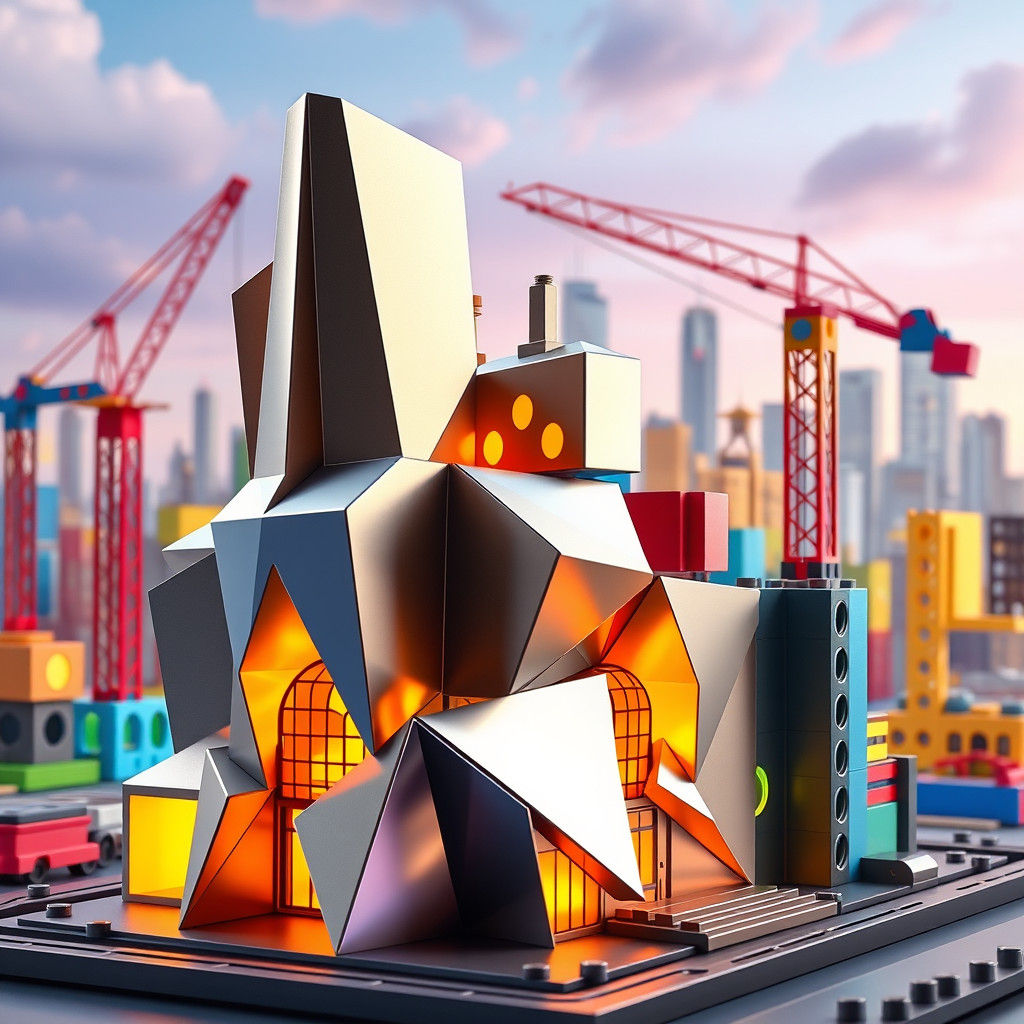 Futuristic Construction Toy Set in a Toy Building Site