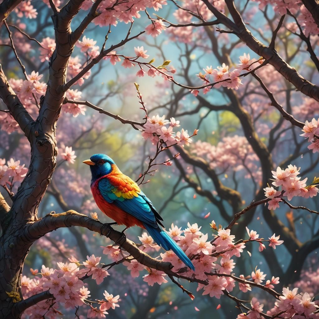 Majestic Tree with Bird: Fantasy Matte Painting
