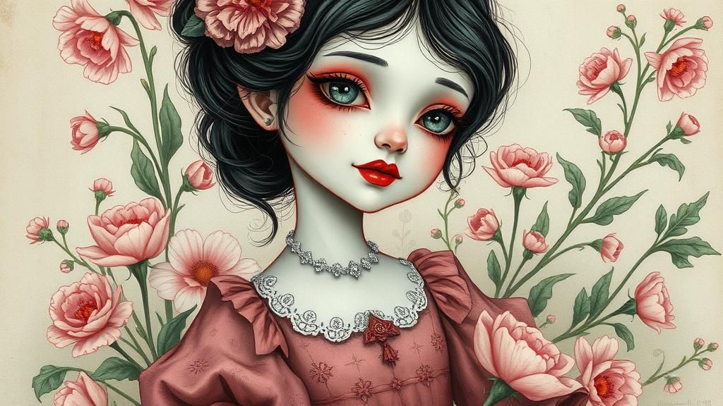 Whimsical Vampire Girl in Victorian Style