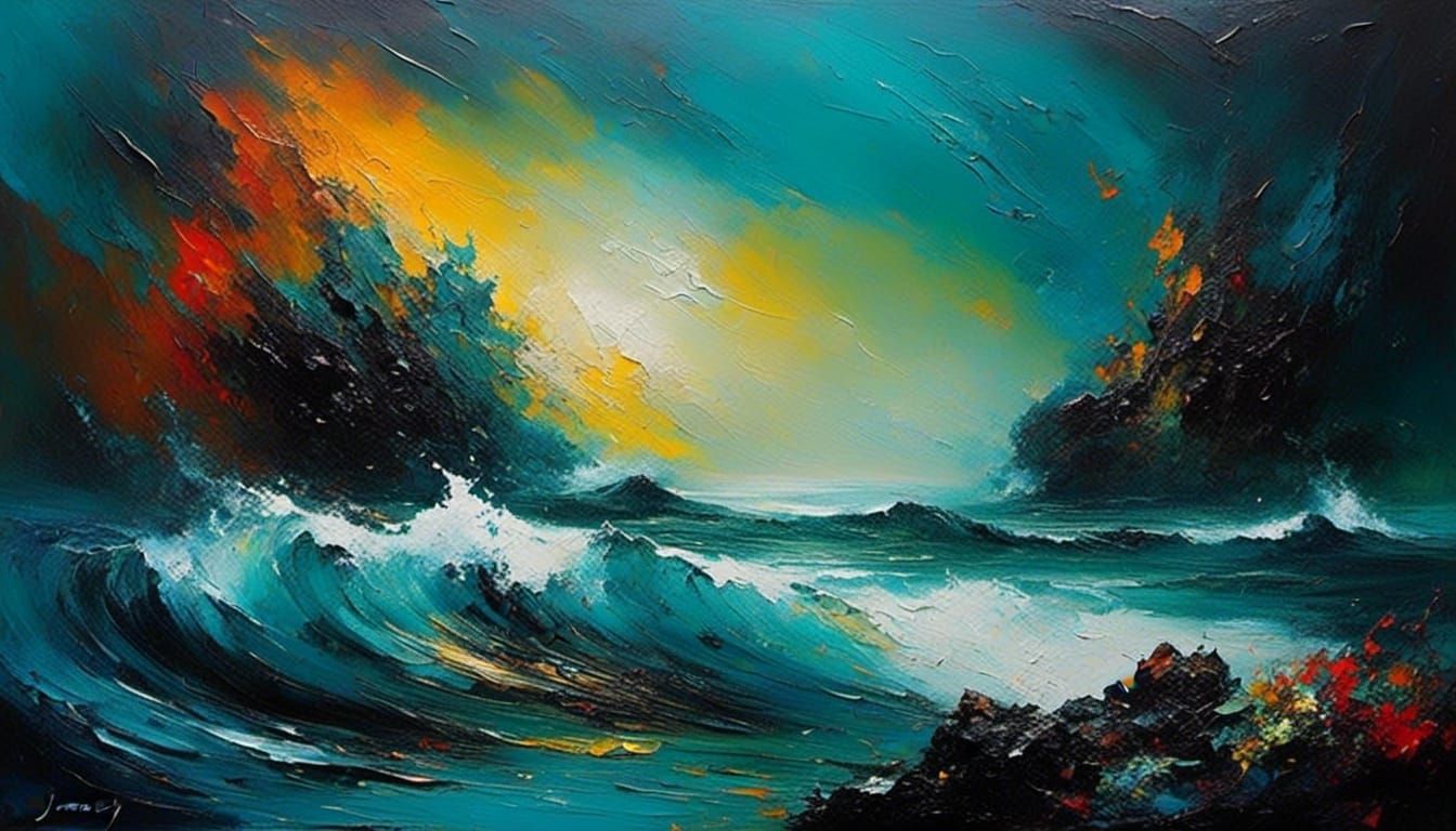 Abstract Fantasy Oil Painting with Deep Background