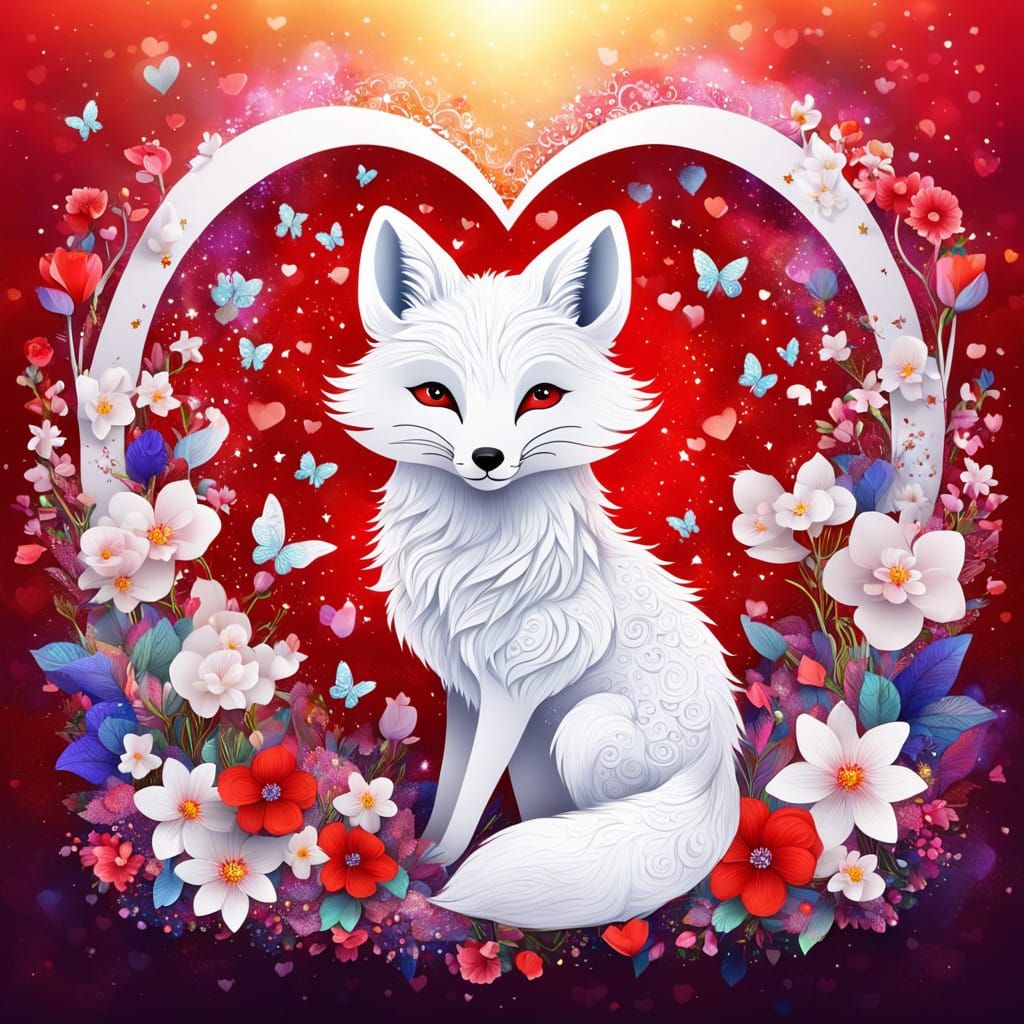 Charming Fox Valentine Silhouette