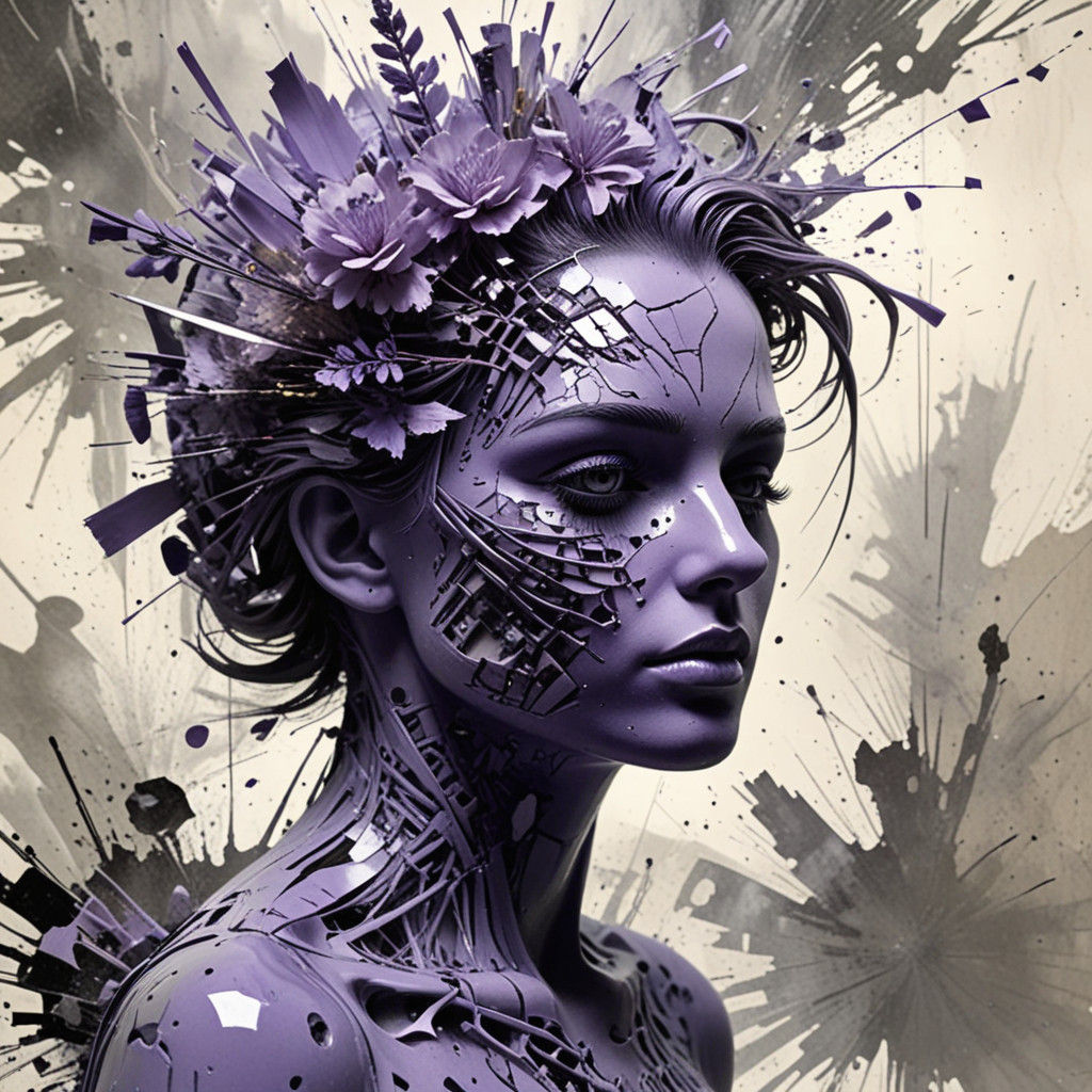 Futuristic Brain Scan in Lavender and Gray