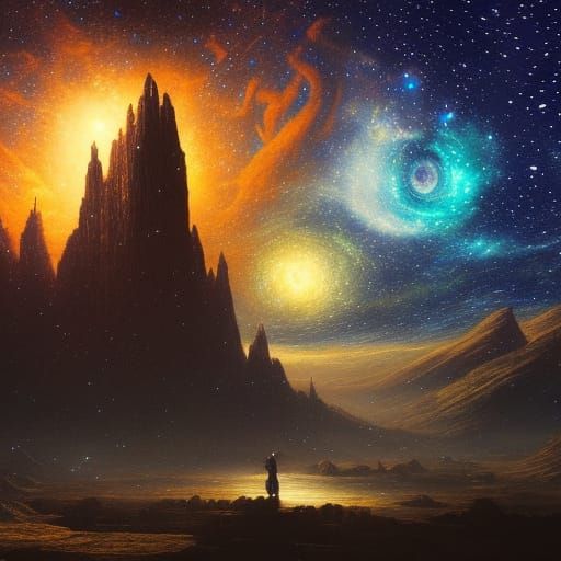 Cosmic Starry Night Sky with Orion's Belt