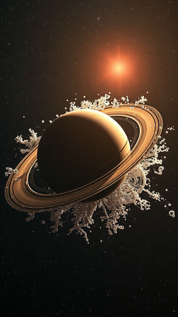 Saturn's Rings Dissolving: A Space Sci-Fi Rendering
