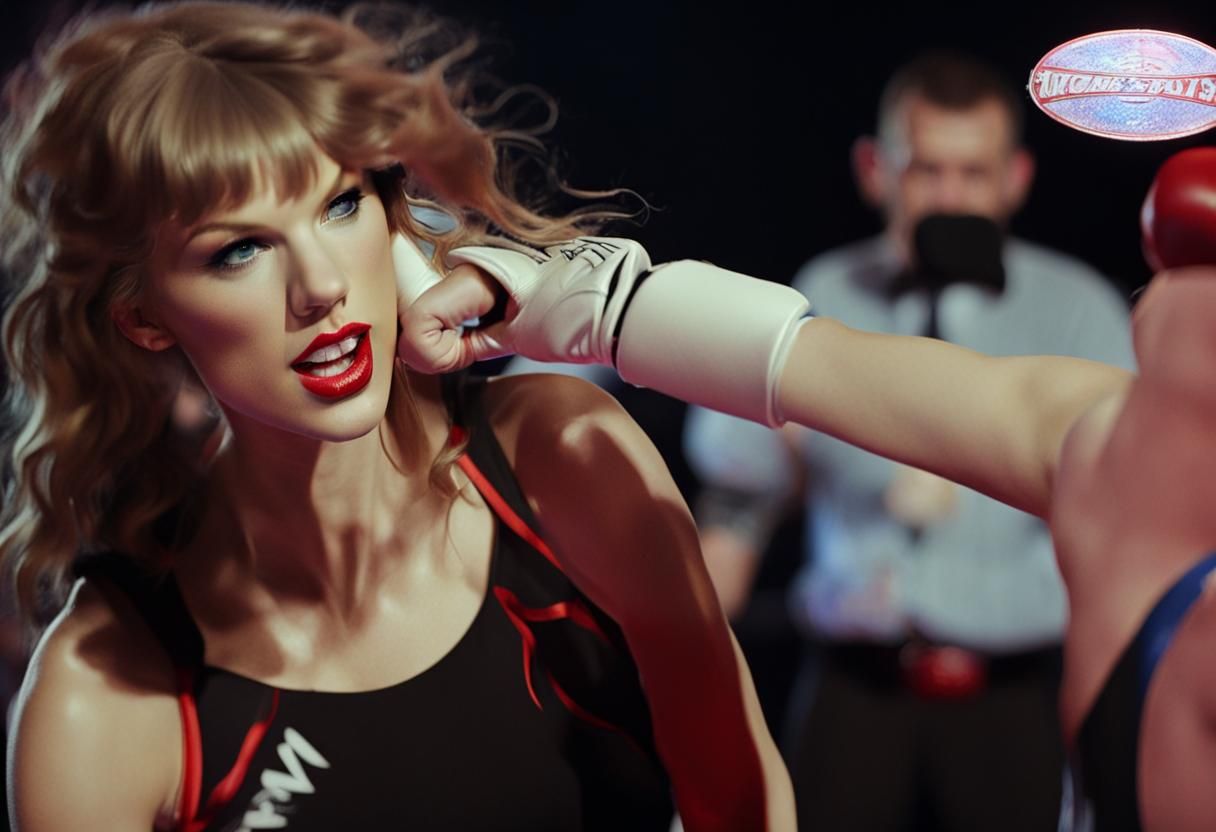 Taylor Swift Boxing Match Illustration