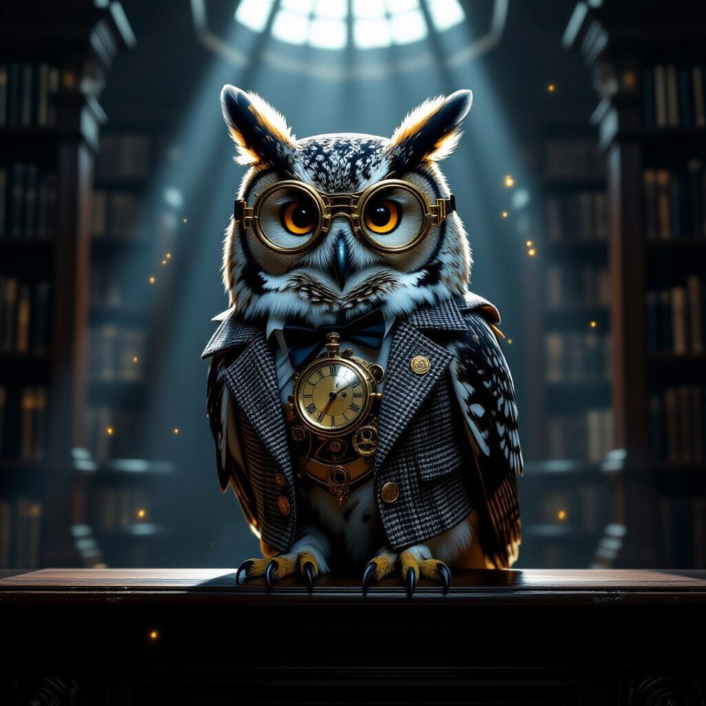 Clockwork Owl in Noir Library