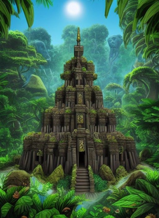 AI Interpretation of a Jungle Temple