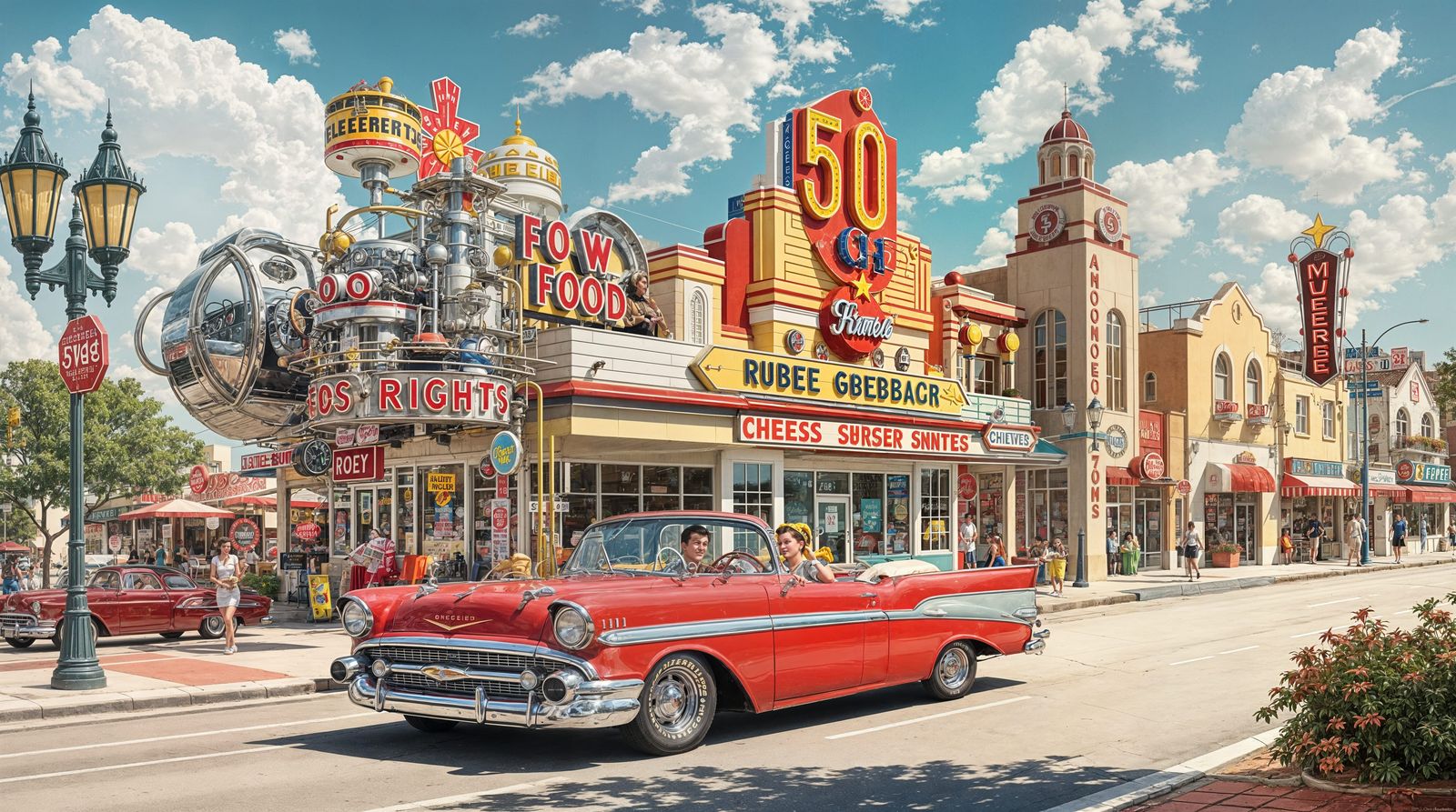 Fifties Teenage Fun in Retro Art Deco Style