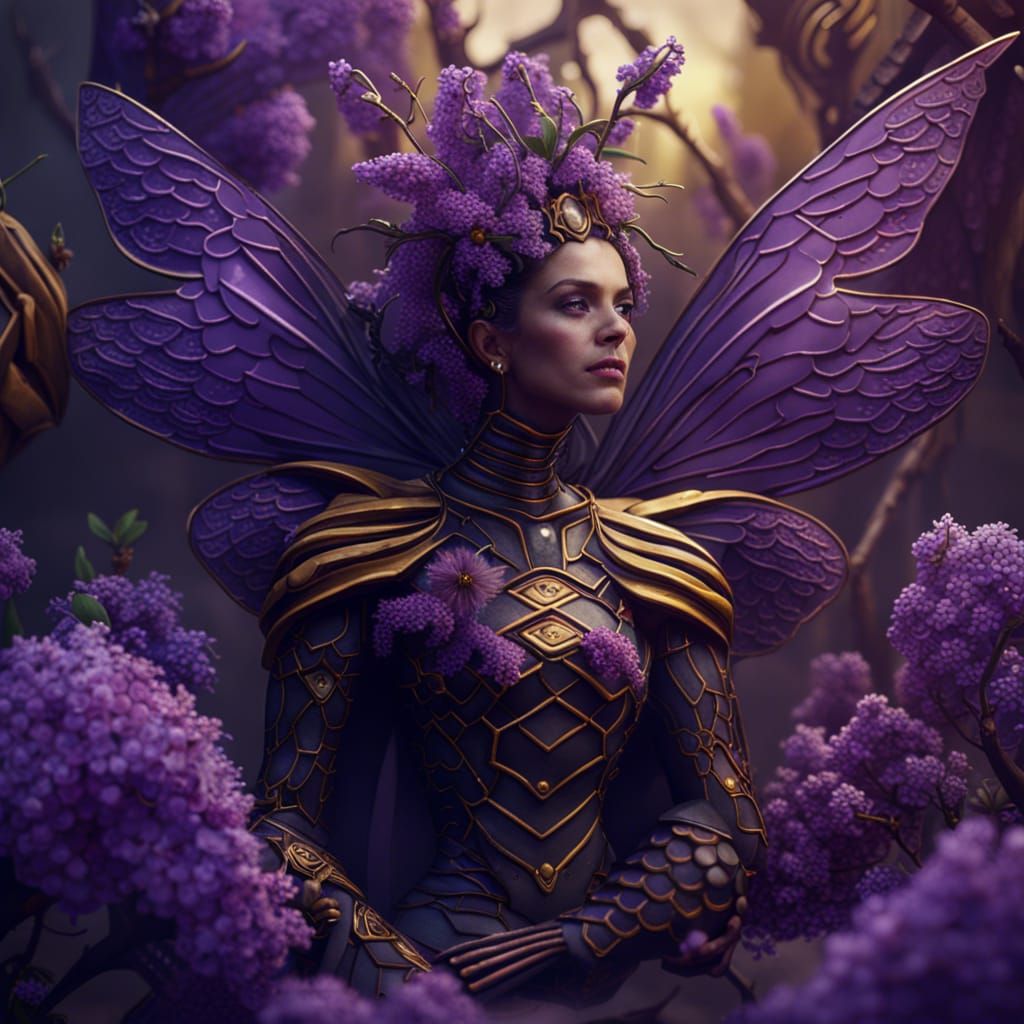 Queen Bee in Lilac Garden: Fantasy Art