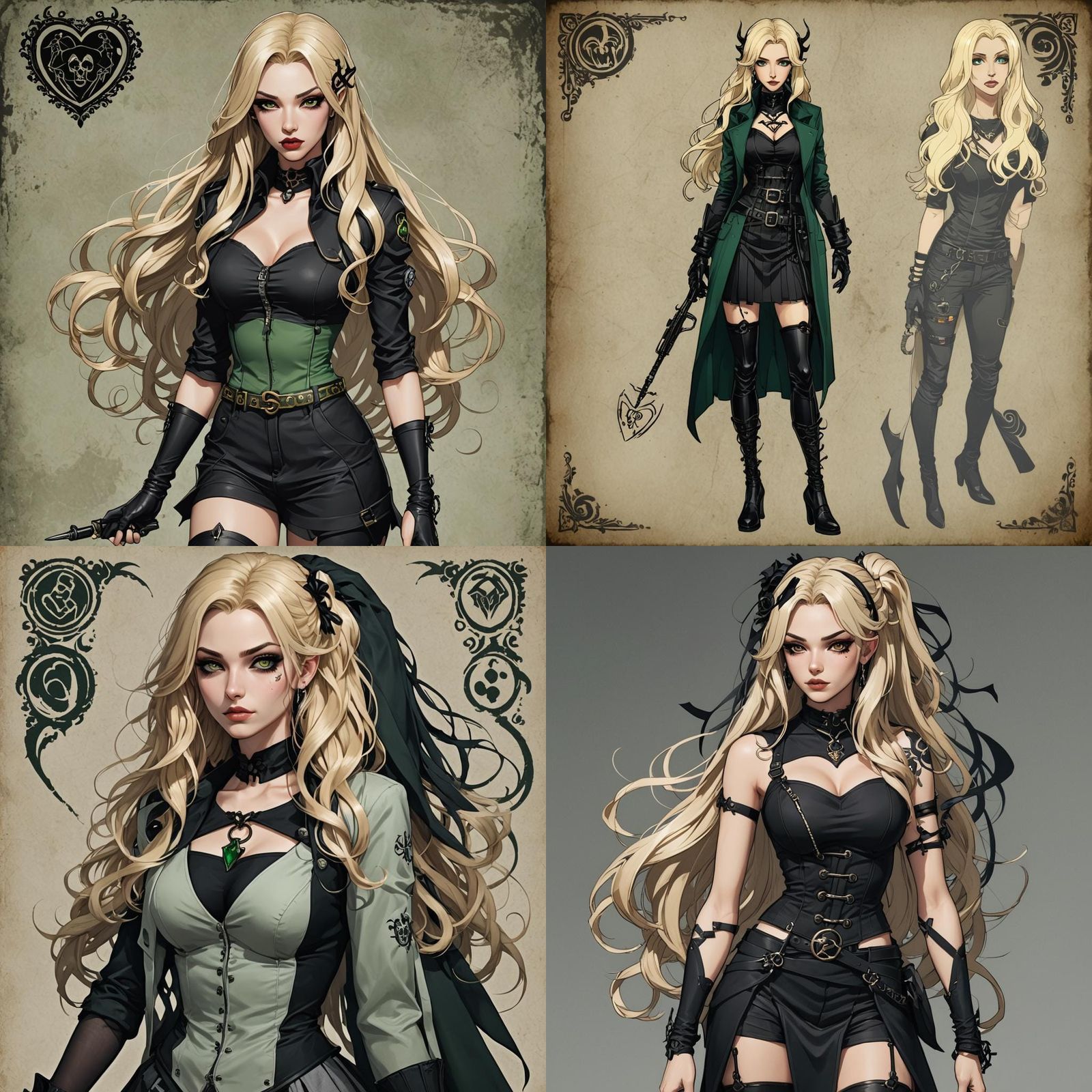 Corrupt Spy: Gothic Anime Villain in Cel-Shaded Style