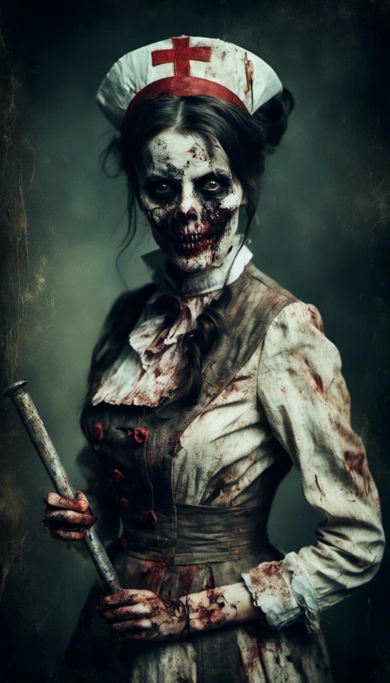 Eerie Macabre Portrait of an Evil Nurse