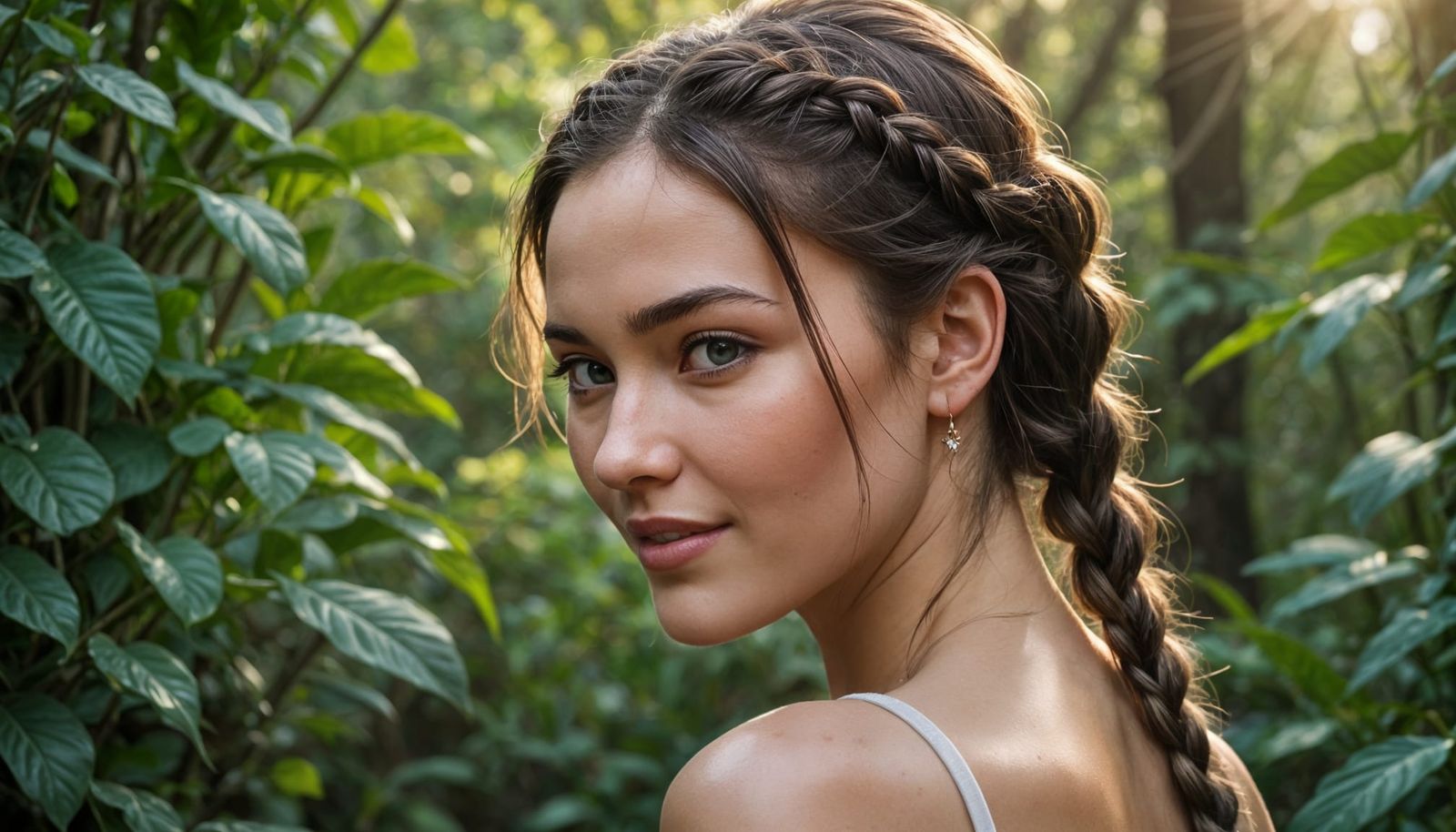 Ethereal Woman in Lush Forest, Photorealistic