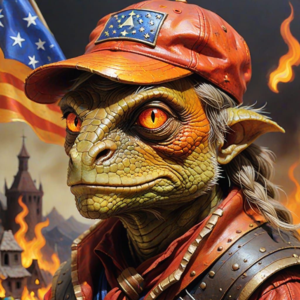 Sinister Lizard King Portrait in Post Apocalyptic Ruin