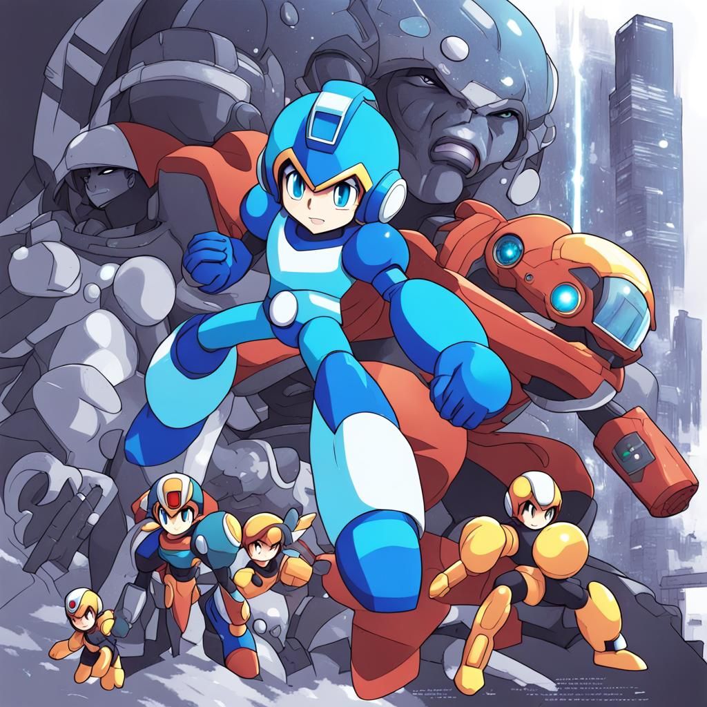 Mega Man Anime Style Illustration