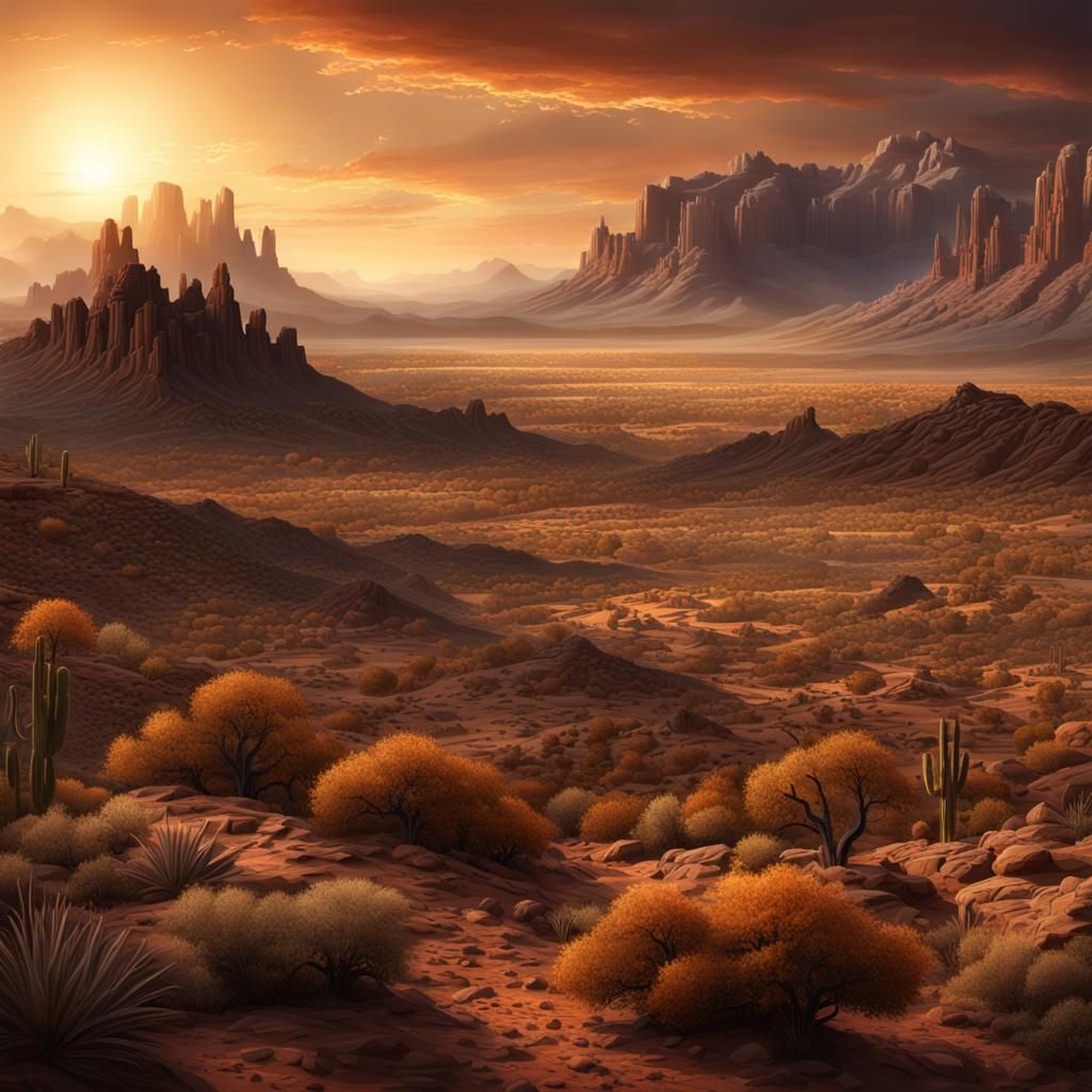 Arizona Desert Sunset: Epic Digital Matte Painting