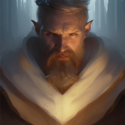 Icy Elvish Wizard Portrait in Dark Fantasy Style