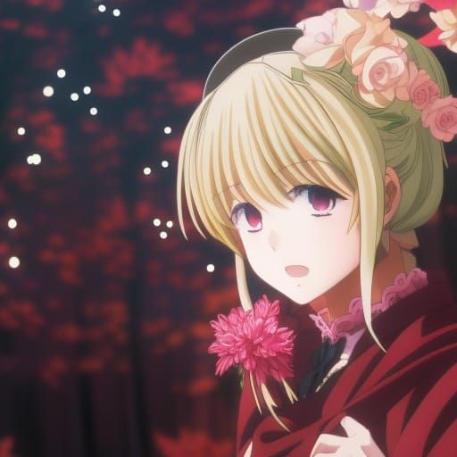 Pink-Haired Witch in Moonlit Forest, Anime Style