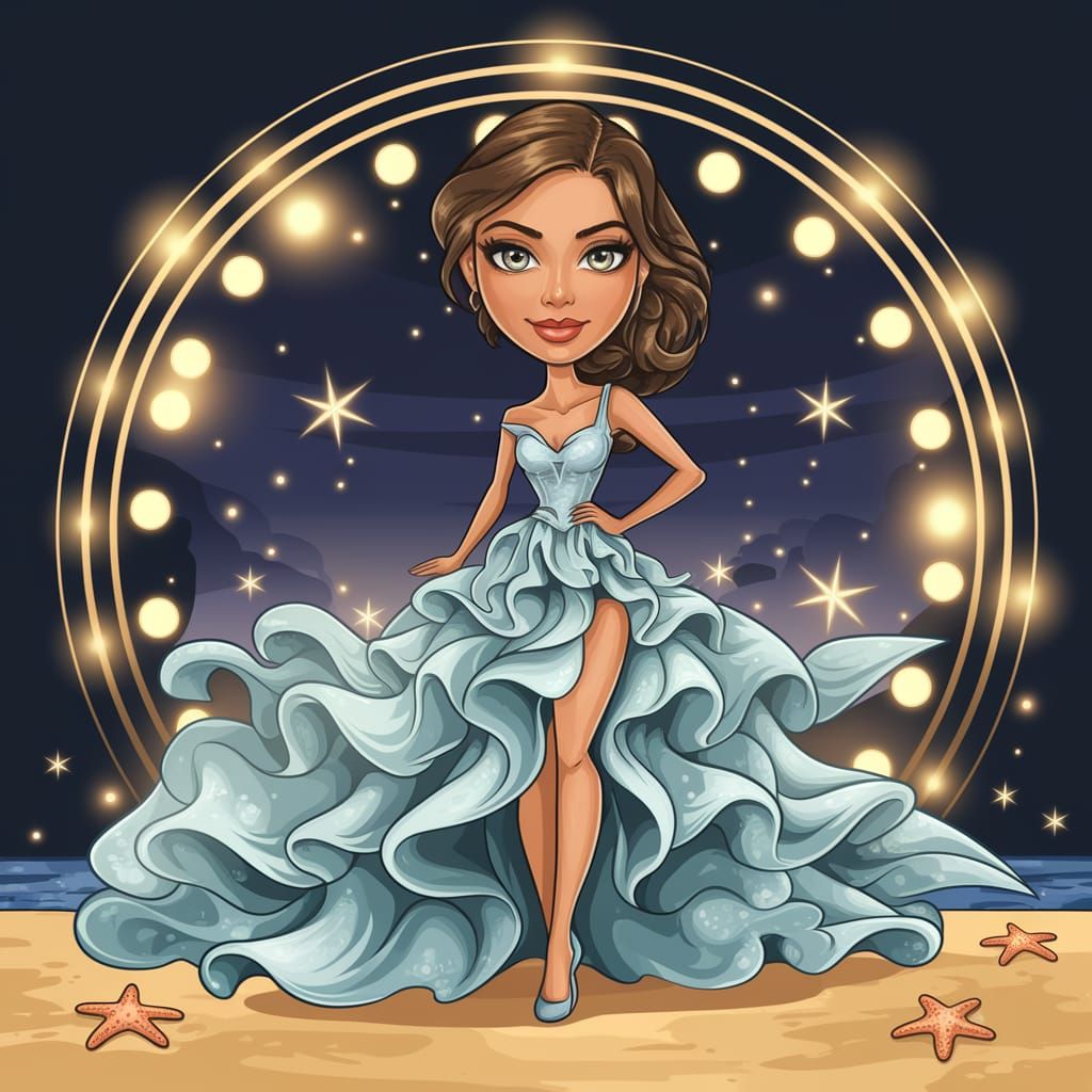 Whimsical Mermaid Goddess in Moonlit Oceanic Dreamscape