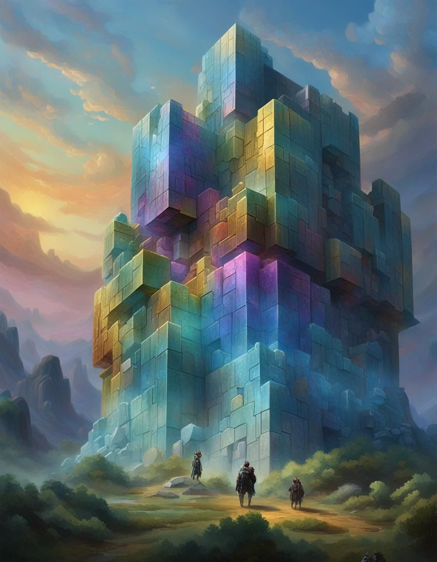 Intricate Bismuth Crystal Armor in Geometric Fauvism