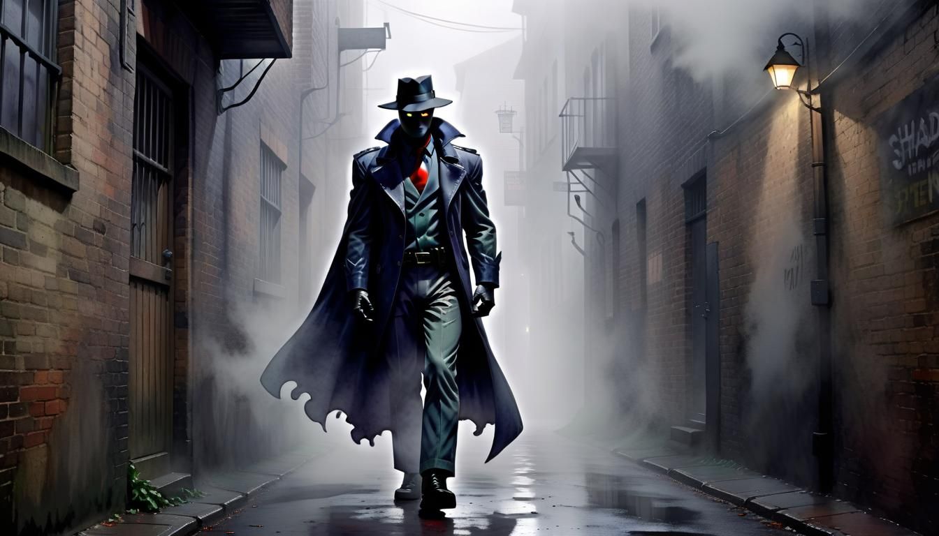 The Shadow in Digital Watercolour Comic Style