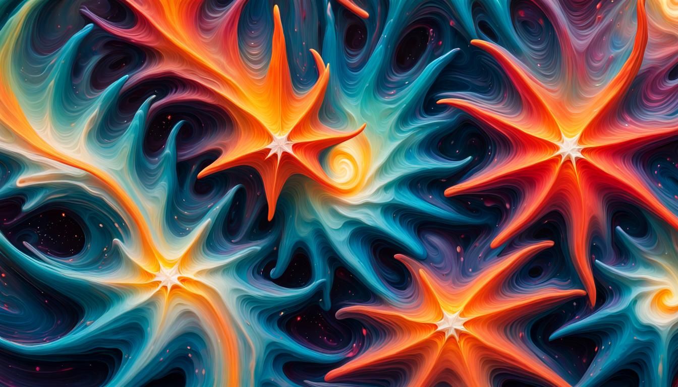 Celestial Stars in Impasto Oil Paint Style