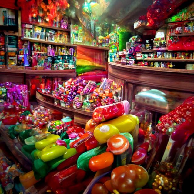 Colorful Candy Shop Digital Illustration