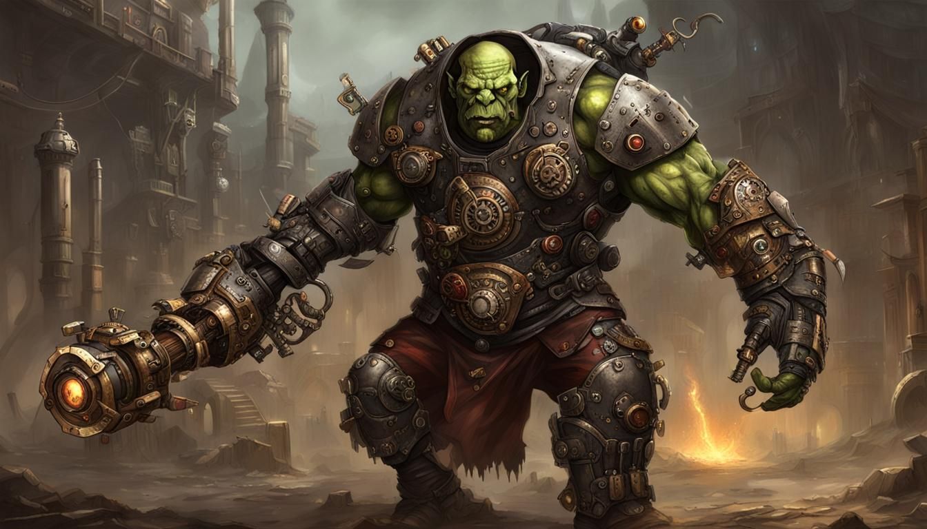 Steampunk Orc Cyborg Warrior