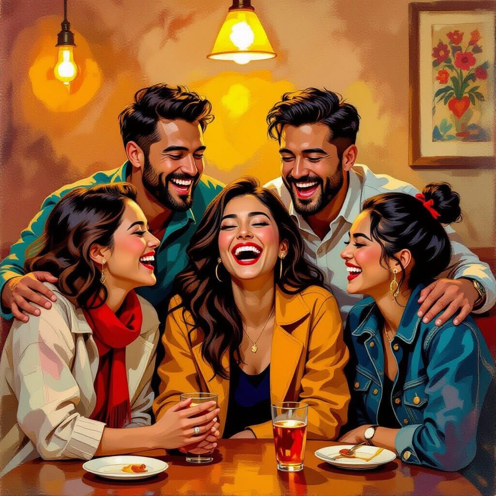 Friends Share Laughter in Rockwell-Inspired Style