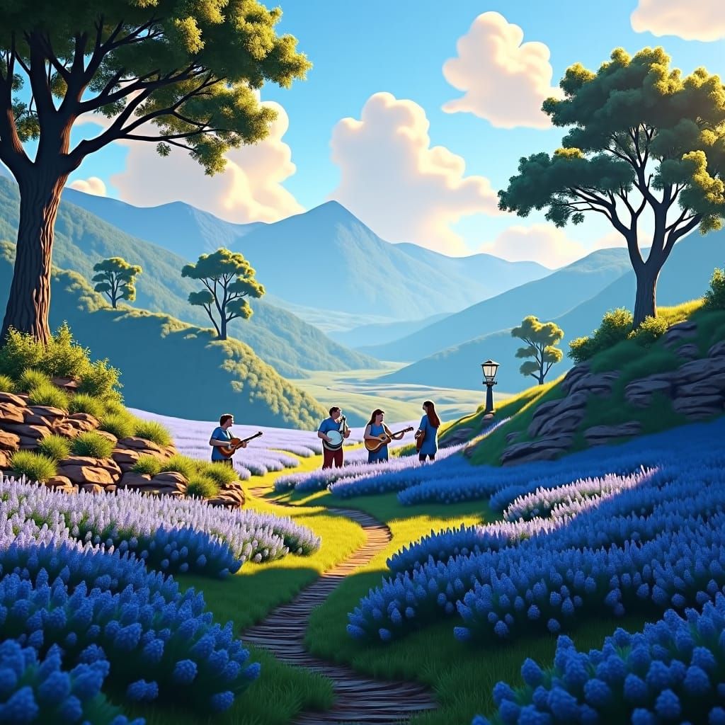 Bluegrass Band on a Rustic Porch at Sunset