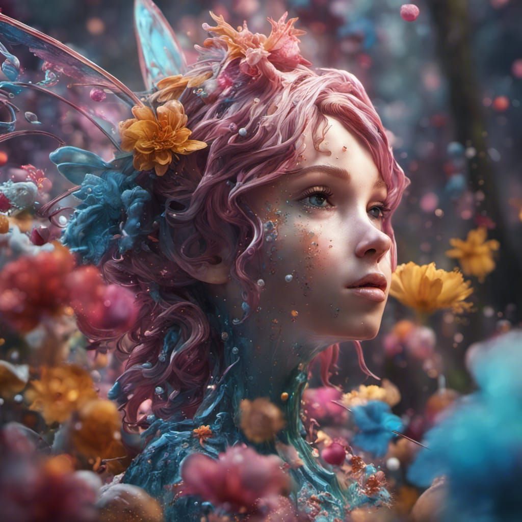 Hyperrealistic Fairy in Whimsical Wonderland
