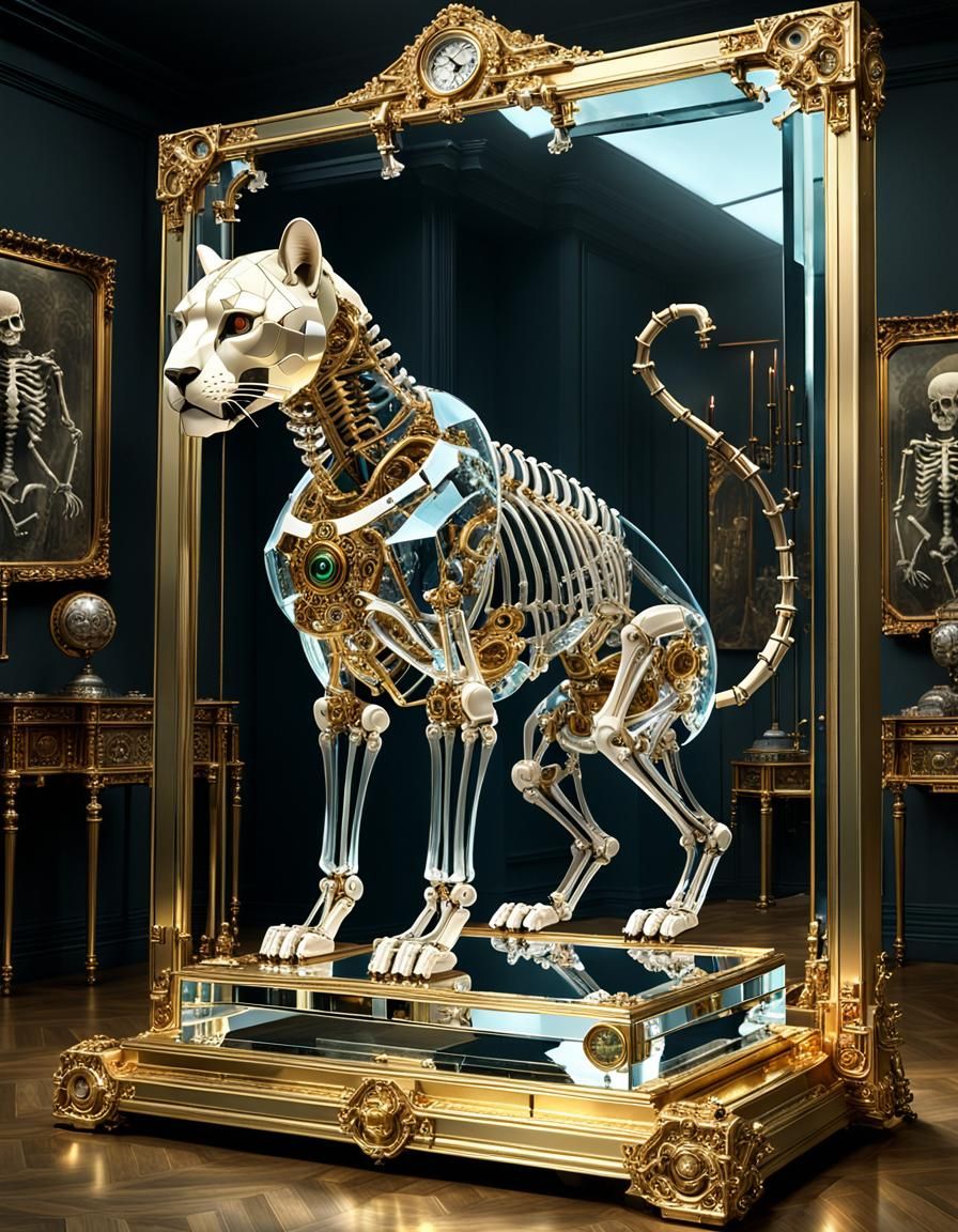 Crystal Clockwork Puma Skeleton Assembled by 4D Being