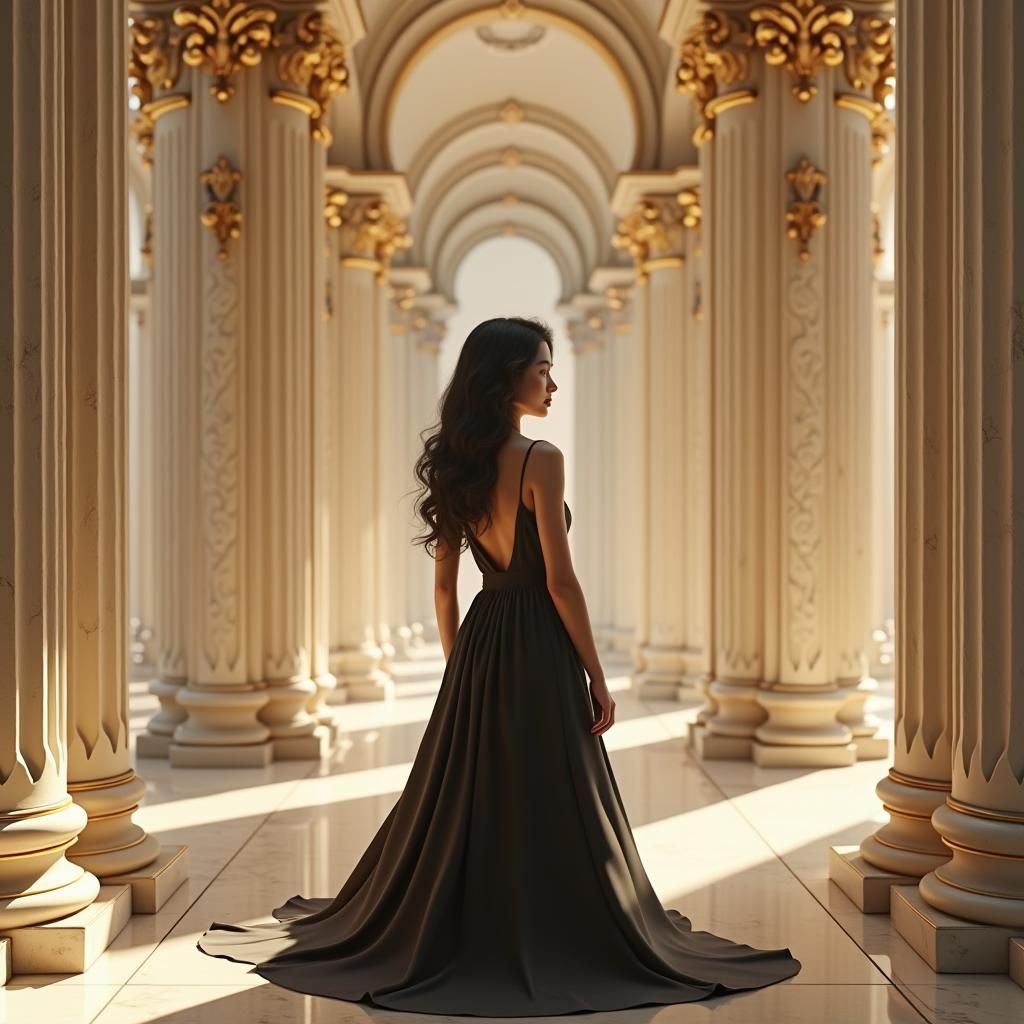 Luxurious Feminine Webpage with Heroine, Digital Art