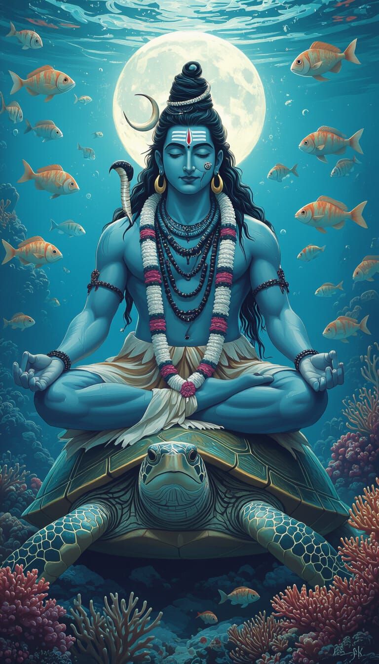 Lord Shiva Meditating Underwater: A Dreamy Vision