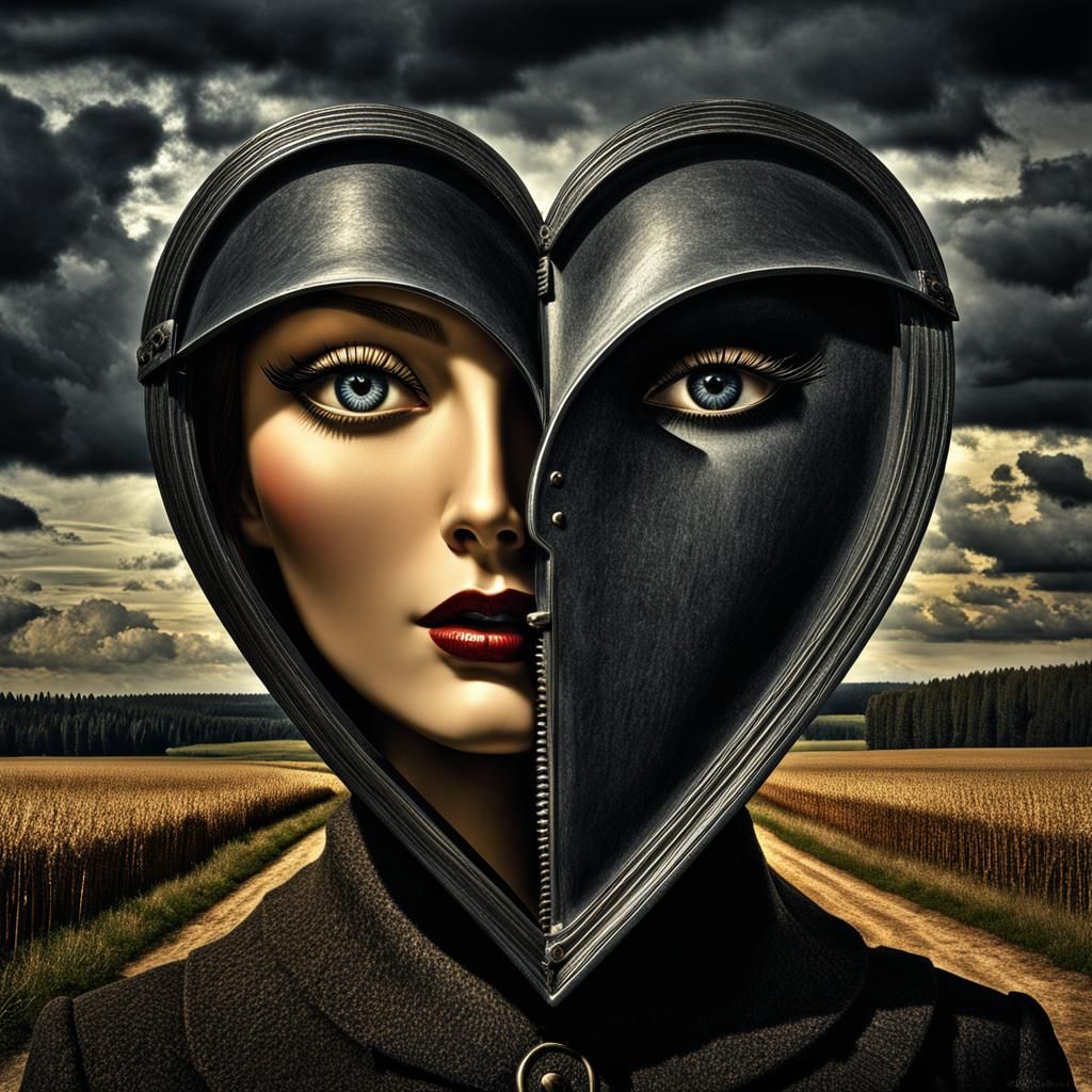 Surreal Heart in Protective Enclosure