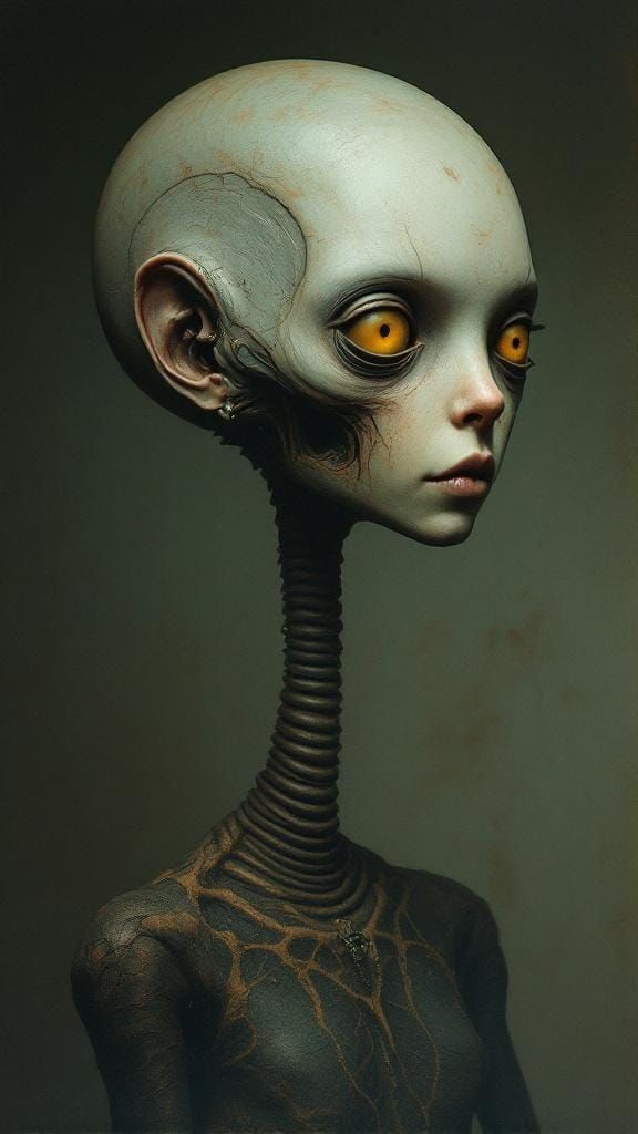 Surreal Hybrid Creature Portrait in Grotesque Style