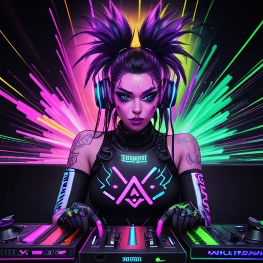 Psychedelic Neon DJ in Electric Light Show