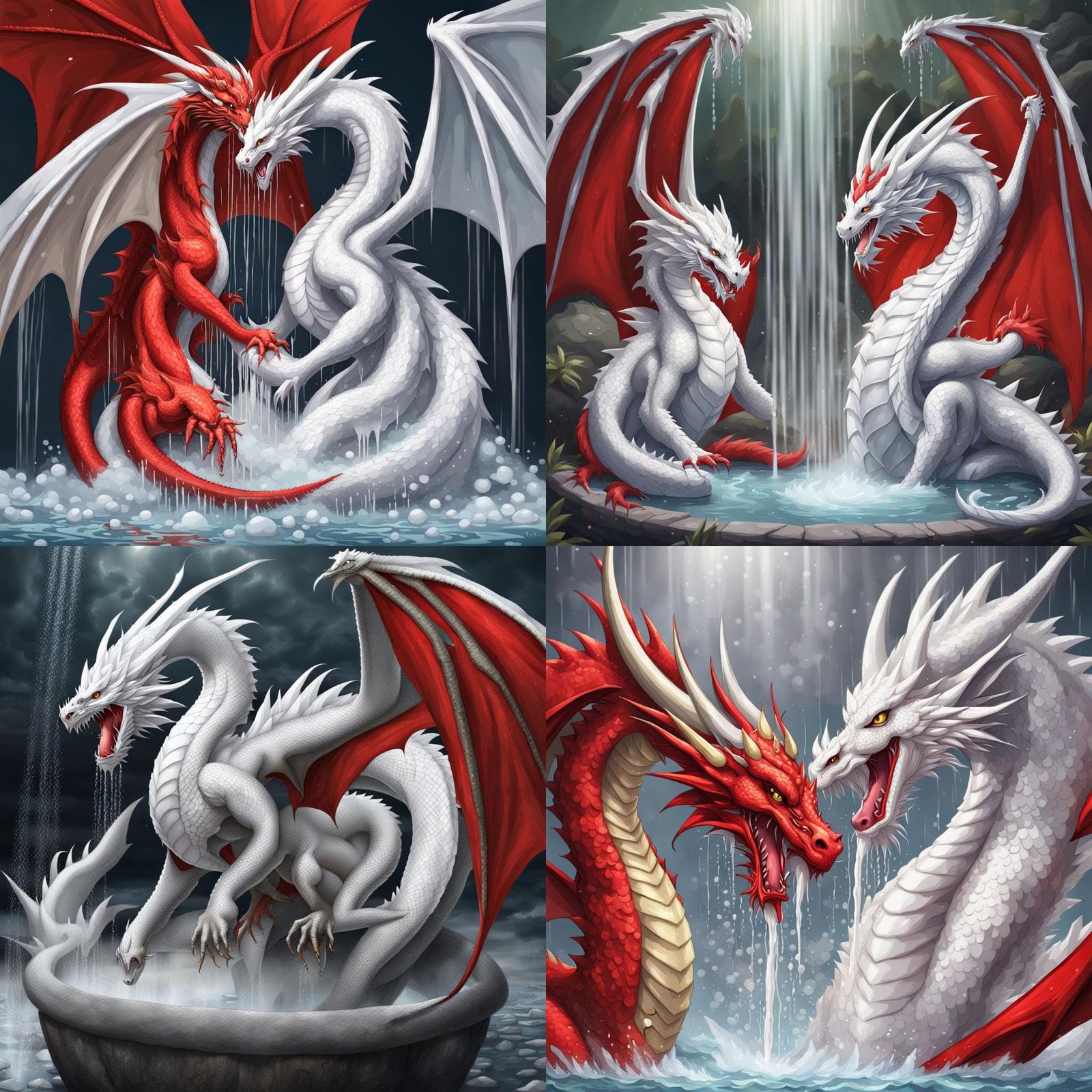 Dragons Taking a Shower Together