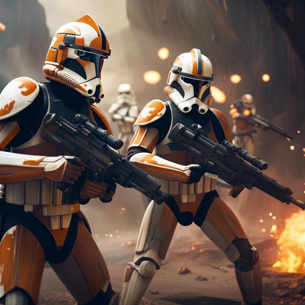 Clone Troopers in a Sci-Fi Firefight