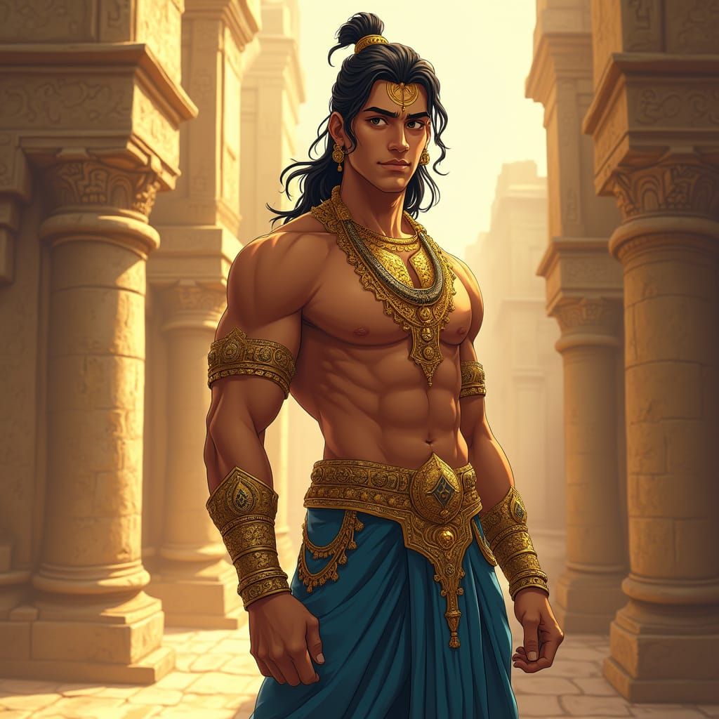 Regal Indian Warrior in Golden Light