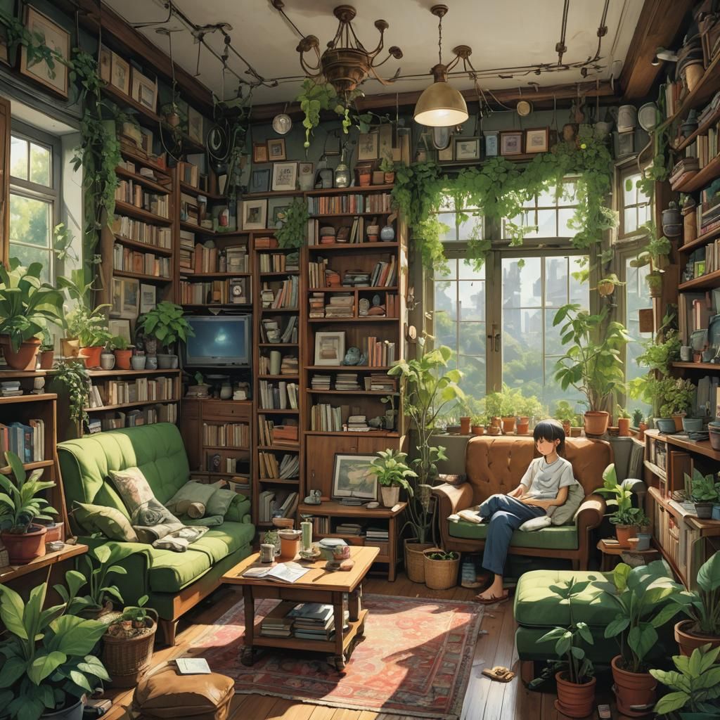 Surreal Celestial Landscape with Futuristic Relics