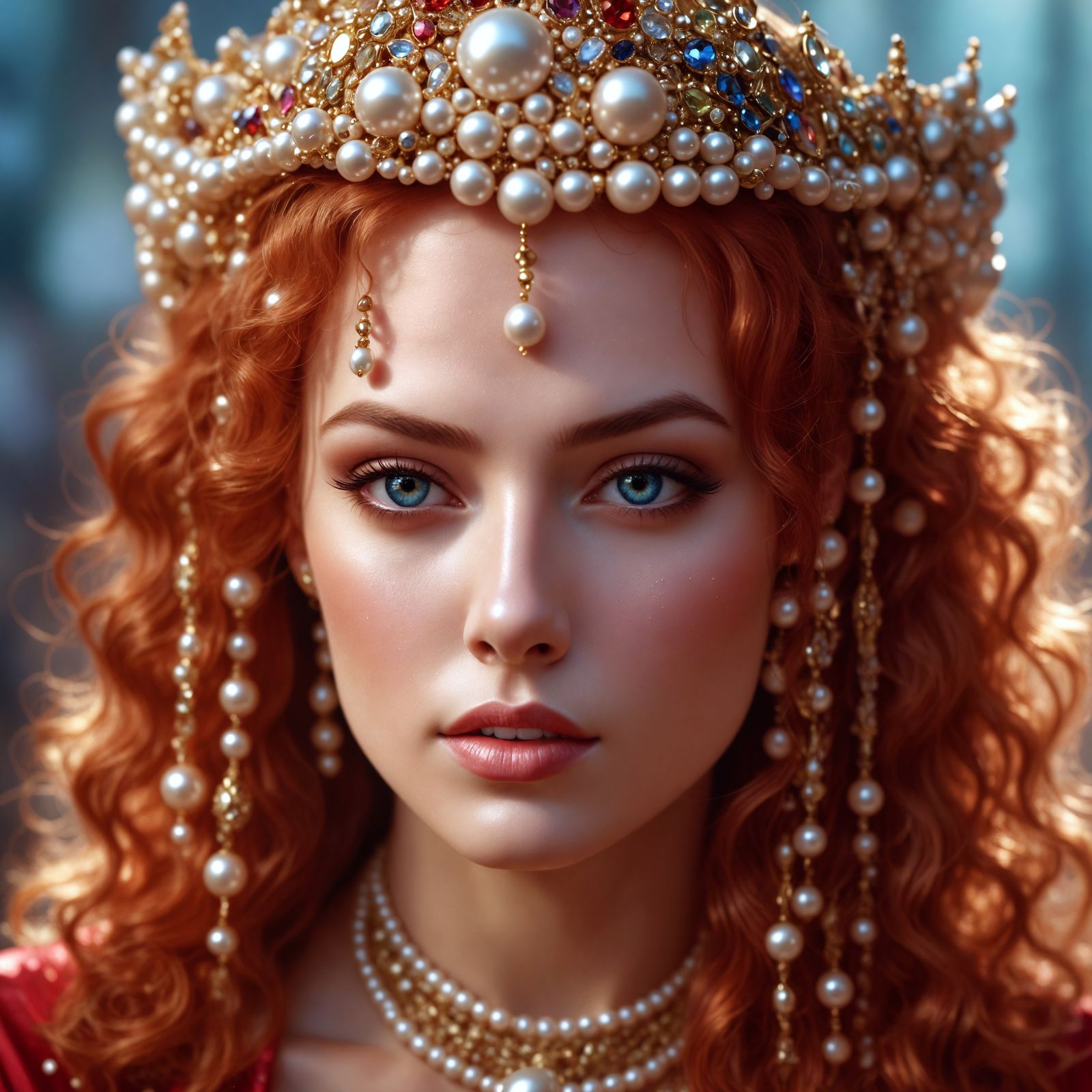 Lady in Pearls and Gems Digital Painting