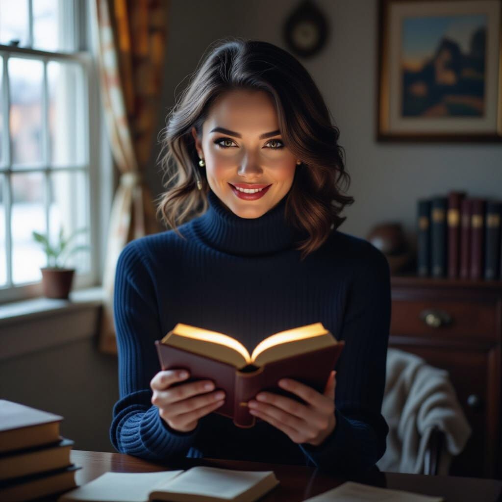 Woman Enchants With Glowing Dream Book