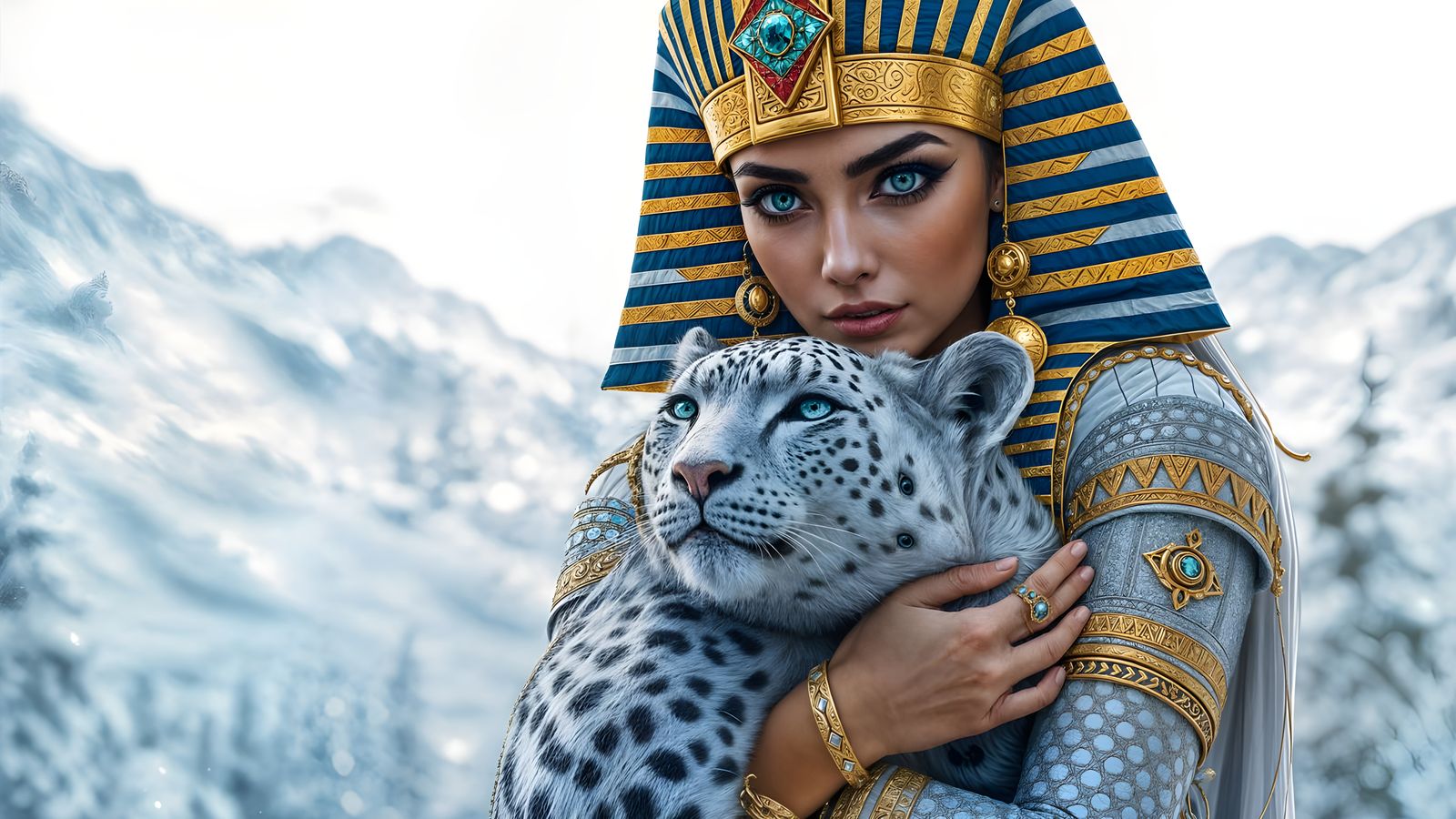 Ethereal Pharaohess in Snowy Wilderness