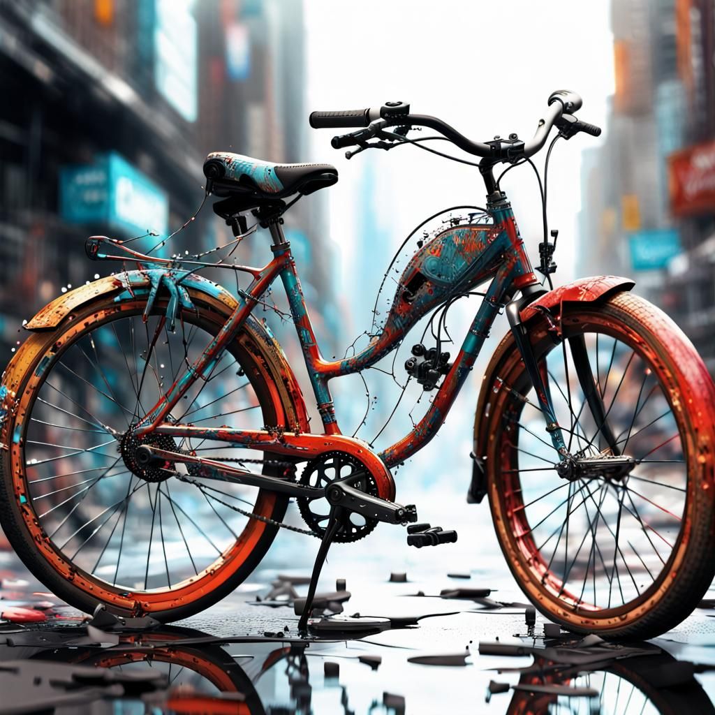 Micro Bicycle Macro Close-Up in Hyperdetailed Style